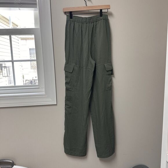 Zara Women’s Cargo Pants Size XS Olive Green Drawstring Casual High Waist‎ NWT - Picture 7 of 14